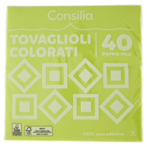 Consilia Tovaglioli 2 Veli 38x38 Cm Verde Mela 40 Pezzi