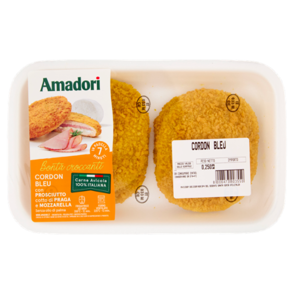 Amadori Cordon Bleu con Prosciutto cotto di Praga e Mozzarella 0,250 kg