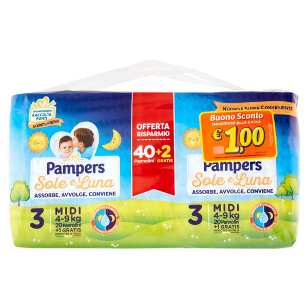 Pampers Sole e Luna 3 Midi 40 + 2 pz