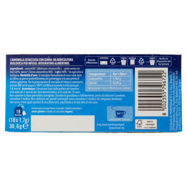 Pompadour Camomilla Regolarità con Senna* Bio 18 x 1,7 g