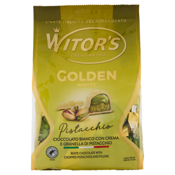 Witor's Golden White Pistacchio Cioccolato Bianco con Crema e Granella di Pistacchio 200 g