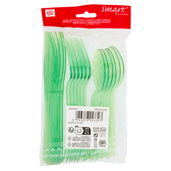 Smart Reusable Posate Green 18 pz