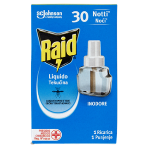 Raid Liquido Elettrico 30 Notti Ricarica; Inodore, 21ml