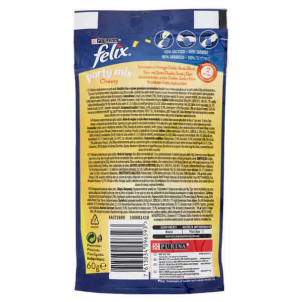 FELIX Party Mix Snacks Cheezy Aromatizzato con formaggio Cheddar, Gouda e Edamer 60 g