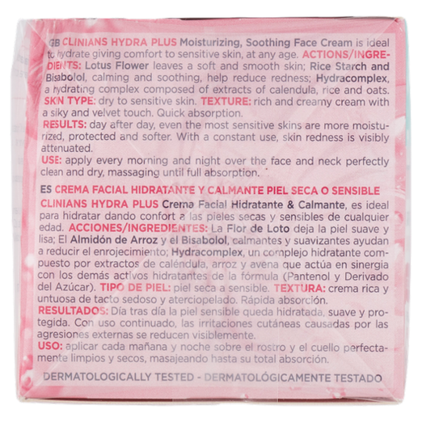 Clinians Hydra Plus Crema Idratante Lenitiva Pelli Secche o Sensibili 50 mL