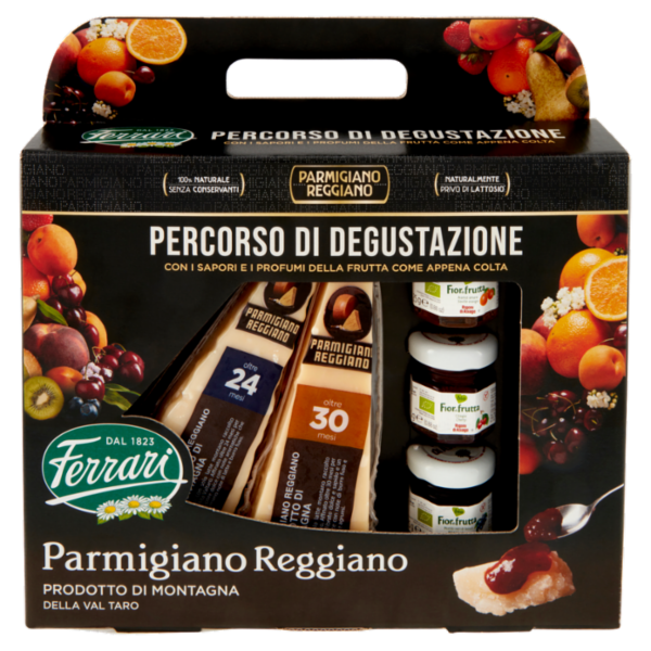 Ferrari Parmigiano Reggiano Prodotto di Montagna Oltre 24 e Oltre 30 Mesi 400g con Fiordifrutta
