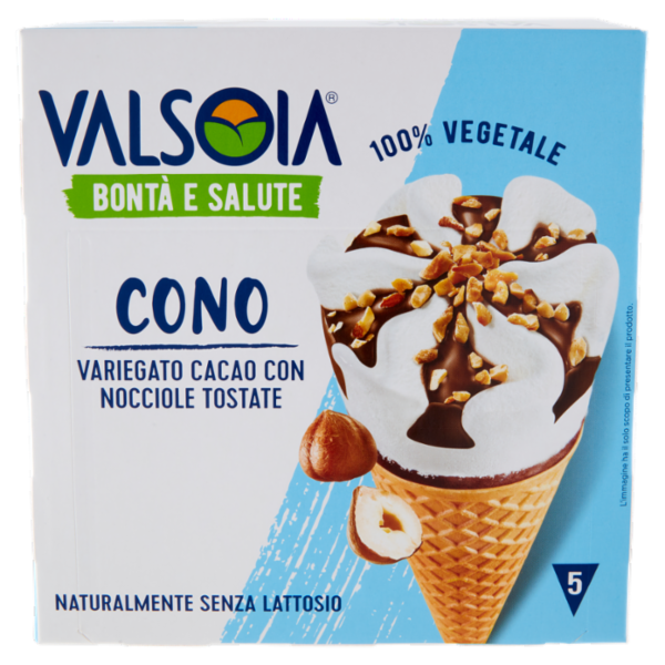 Valsoia Bontà e Salute Cono Variegato Cacao con Nocciole Tostate 5 x 75 g
