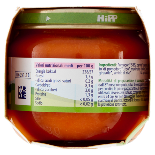 HiPP Biologico Baby Sugo Pomodoro e Verdure Omogeneizzato 2 x 80 g