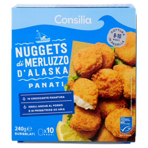 Consilia Nuggets di Merluzzo D'Alaska Panati Surgelati 10x24 g