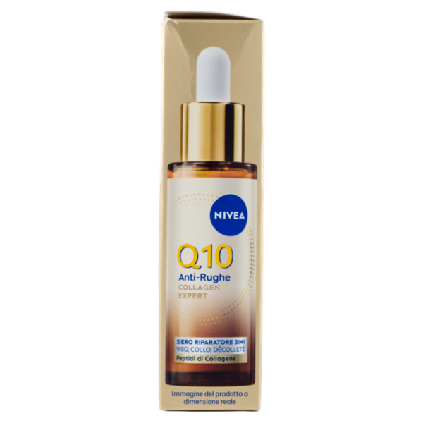 Nivea Q10 Anti-Rughe Collagen Expert Siero Riparatore 3in1 Viso, Collo, Décolleté 30 ml
