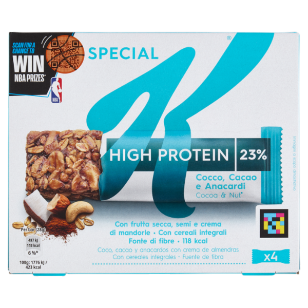 Kellogg's Special K High Protein 23% Cocco, Cacao e Anacardi 4 x 28 g