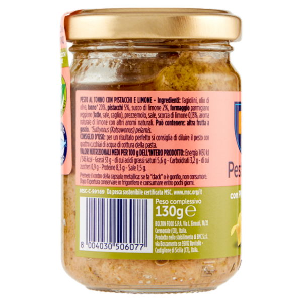 Rio mare Pesto al Tonno con Pistacchi e Limone 130 g