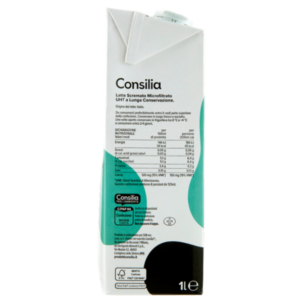 Consilia Latte Uht Microfiltrato Scremato 1 L