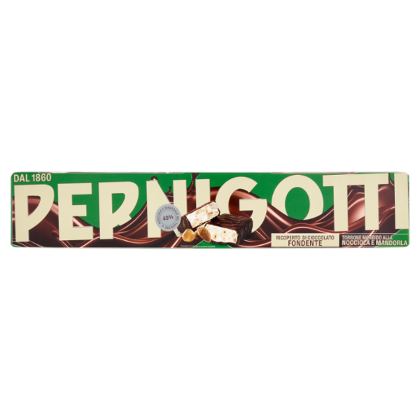 Pernigotti Ricoperto di Cioccolato Fondente Torrone Morbido alla Nocciola e Mandorla 235 g