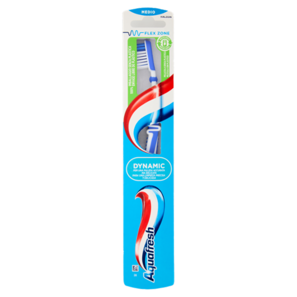 Aquafresh Dynamic spazzolino denti protezione denti e gengive delicato per rimuovere placca Medium