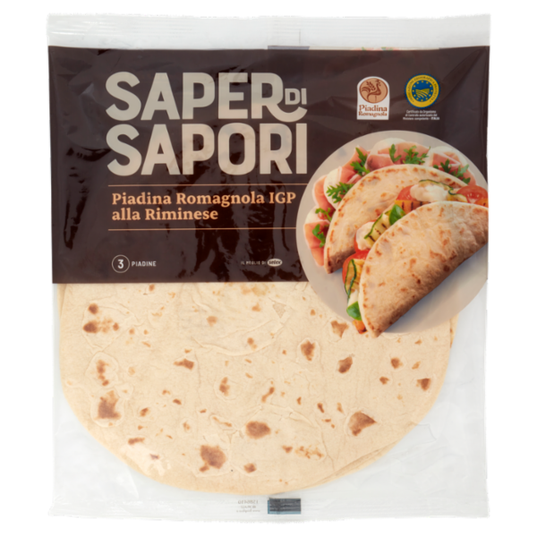 Selex Saper di Sapori Piadine Fresche Sottili Romagnole I.G.P. alla Riminese 3x120 g