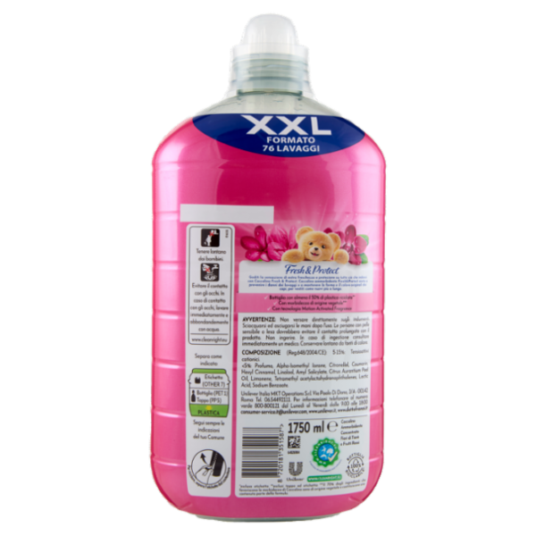 Coccolino Ammorbidente Concentrato Fresh & Protect Fiori di Tiarè & Frutti Rossi 76 Lavaggi 1750 ml