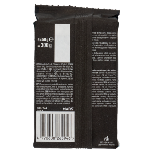 Sheba Délices du Jour Cibo Umido Gatto in Salsa con Manzo, Pollo e Agnello 6 x 50 g