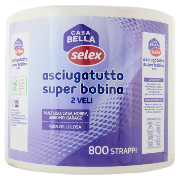 Selex Casa Bella Asciugatutto 2 Veli Super Bobina 800 Strappi