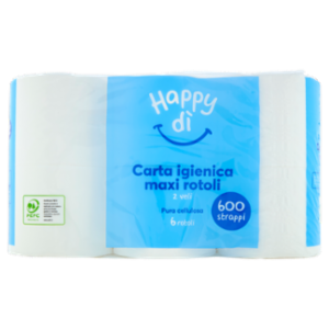 Happy Dì Carta Igienica Maxi Rotoli 2 Veli 600 Strappi 6 Rotoli