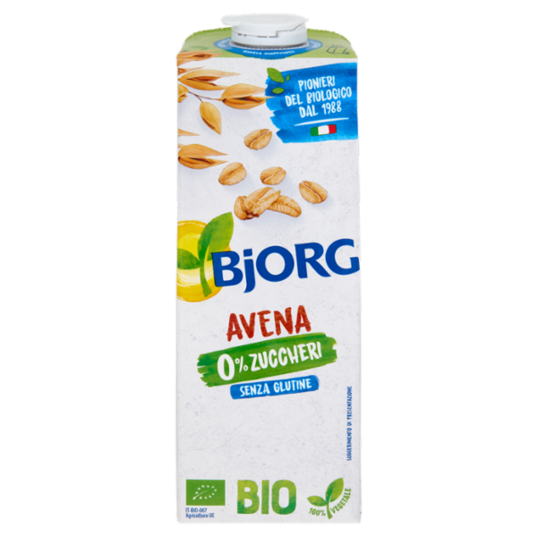 BJORG Avena Gluten Free Bevanda Vegetale Biologica, Senza Zuccheri Aggiunti, Prodotto in Italia, 1L