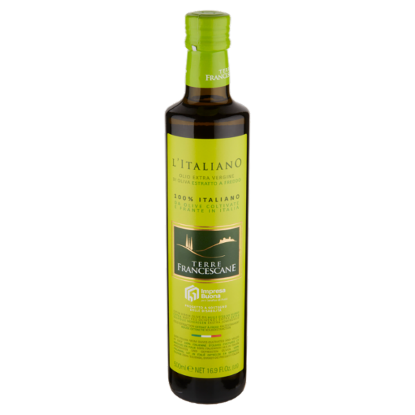 Terre Francescane l'Italiano Olio Extra Vergine di Oliva Estratto a Freddo 500 ml