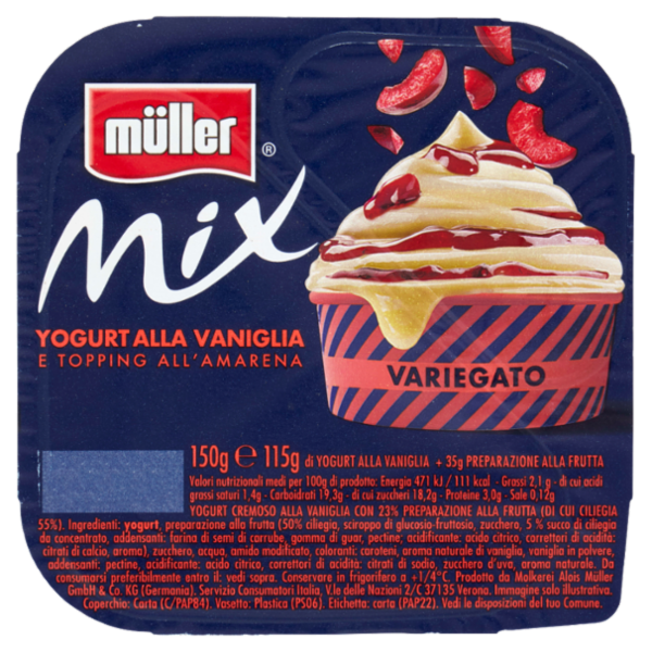 müller Mix Yogurt alla Vaniglia e Topping all'Amarena 150 g