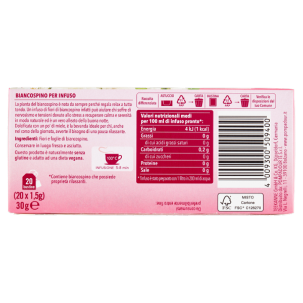 Pompadour Infuso Biancospino bustine 20 x 1,5 g