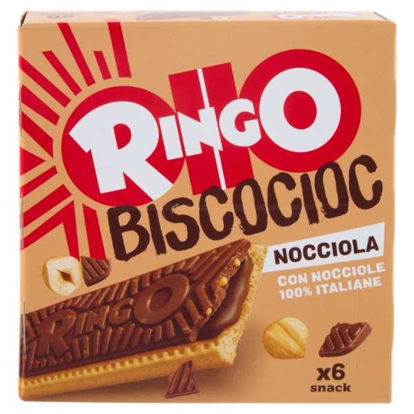 Ringo Snack Biscocioc con Nocciole 100% Italiane e Cereali Croccanti 6 porzioni 162g