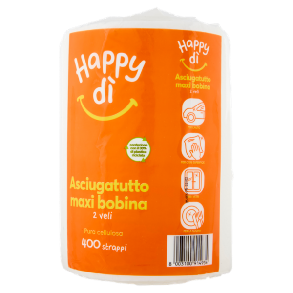 Happy dì Asciugatutto 2 Veli Bobina 400 Strappi