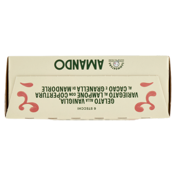 Sammontana Amando 6 Stecchi Gelato alla Vaniglia, Variegato al Lampone con Copertura al Cacao 6x53g