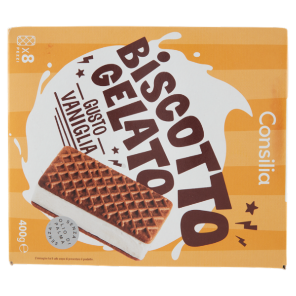 Consilia 8 Biscotti Ripieni di Gelato Vaniglia 400 g