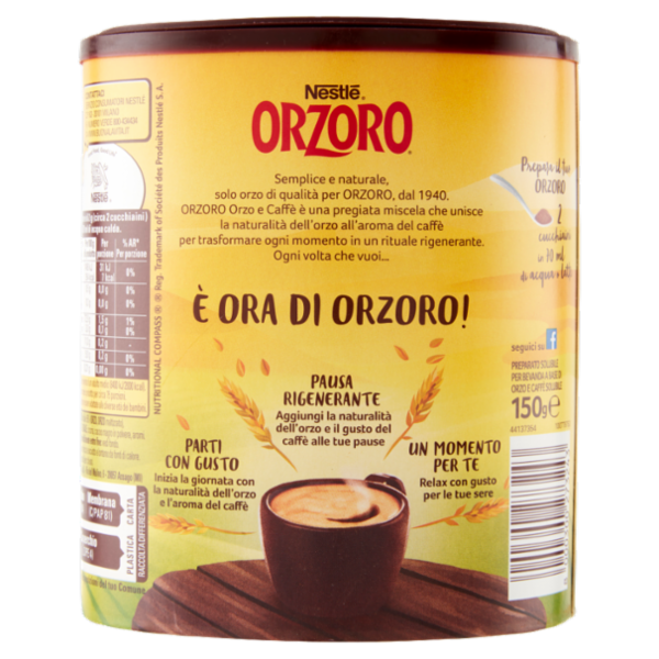 NESTLÉ ORZORO Orzo e Caffè Solubile barattolo 150 g