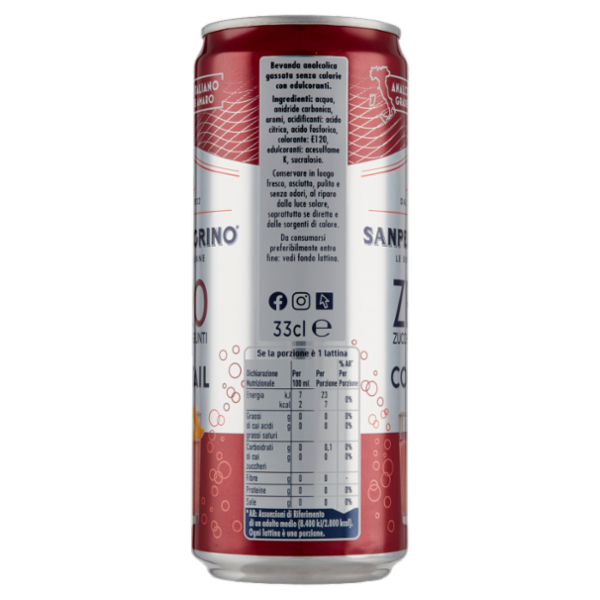 SANPELLEGRINO Cocktail Zero Zuccheri Aggiunti, Lattina 33 cl