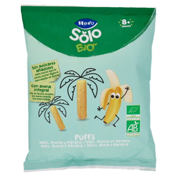 Hero Solo Bio Puffs Mais, Avena e Banana 25 g