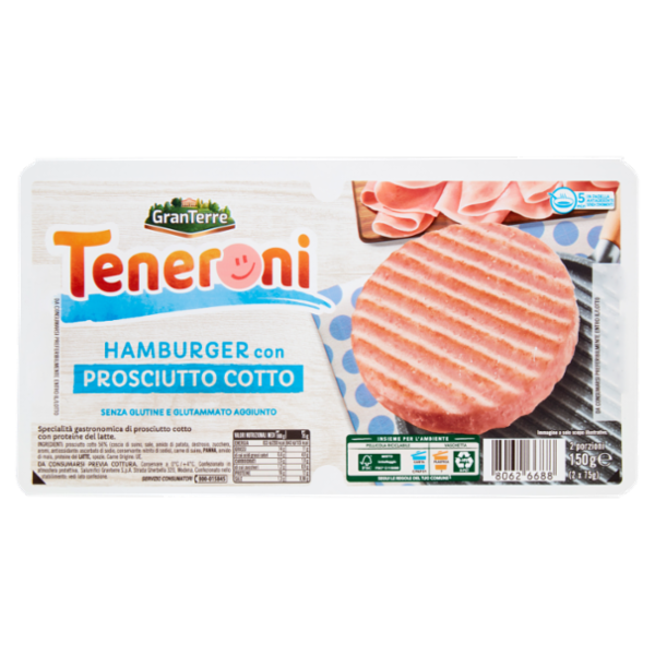 Teneroni Hamburger con Prosciutto Cotto 2 x 75 g