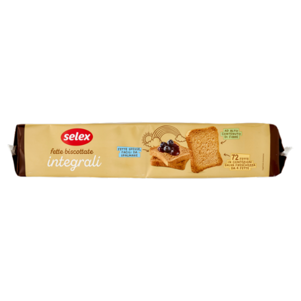 Selex Fette Biscottate con Farina di Frumento Integrale in Confez. Salvafreschezza 18x4 fette 640 g
