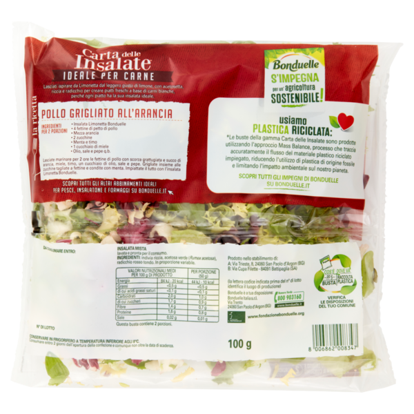 Bonduelle Carta delle Insalate Ricetta Limonetta 100 g