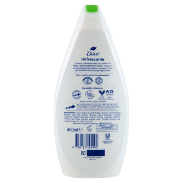 Dove bagnodoccia rinfrescante con cetriolo e tè verde 450 ml