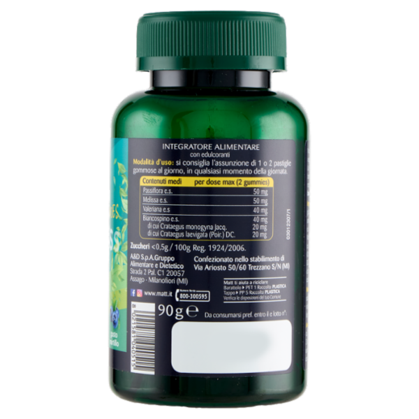 Matt Benessere No Stressss Gummies gusto mirtillo 30 pastiglie gommose 90 g
