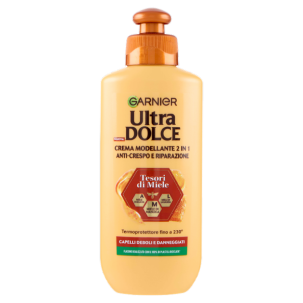 Garnier Ultra Dolce Tesori di Miele Crema Modellante 2 in 1 Anti-Crespo e Riparazione 200 ml