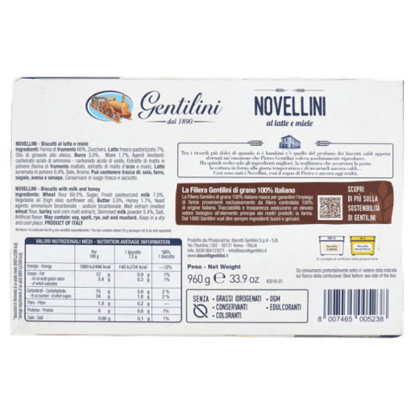 Gentilini Novellini al latte e miele 16 x 60 g