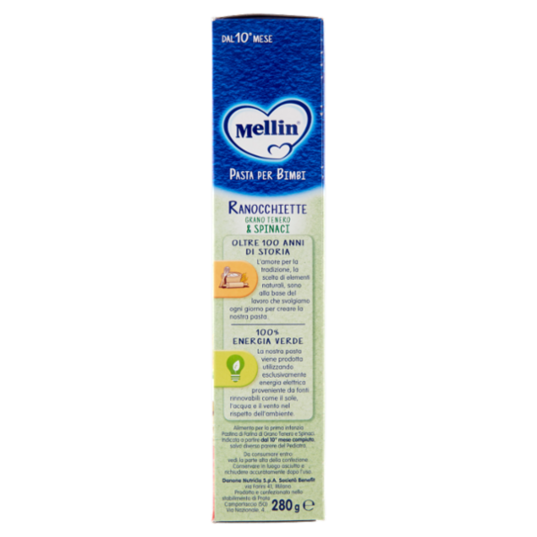 Mellin Pasta per Bimbi Ranocchiette Grano Tenero & Spinaci 280 g