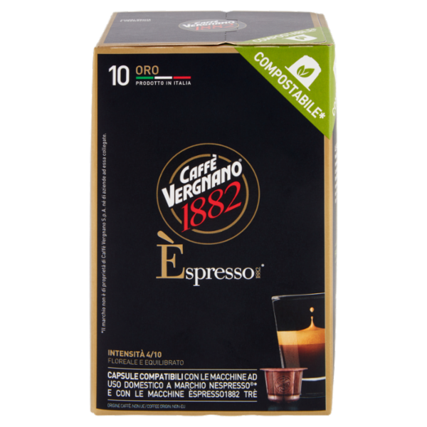 Caffè Vergnano 1882 Èspresso1882 Oro Compostabile** Capsule Compatibili Nespresso* 10 x 5 g