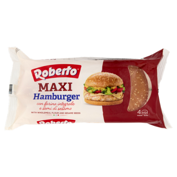 Roberto Maxi Hamburger con farina integrale e semi di sesamo 4 Panini 300 g