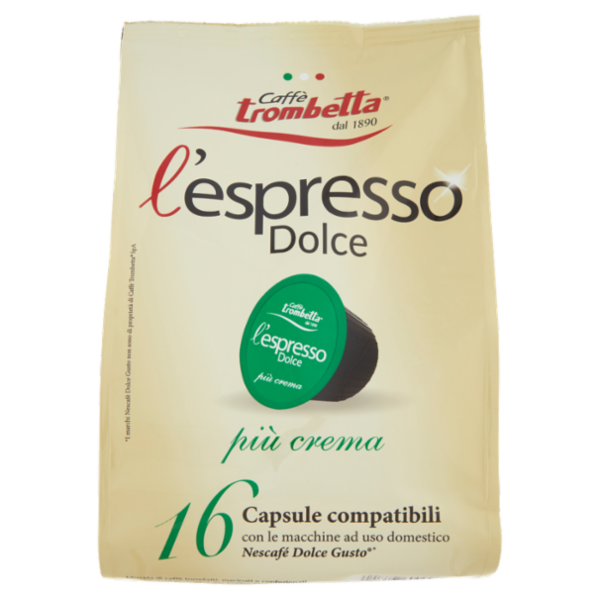 Caffè trombetta l'espresso Dolce più crema 16 Capsule compatibili Nescafé Dolce Gusto* 112 g