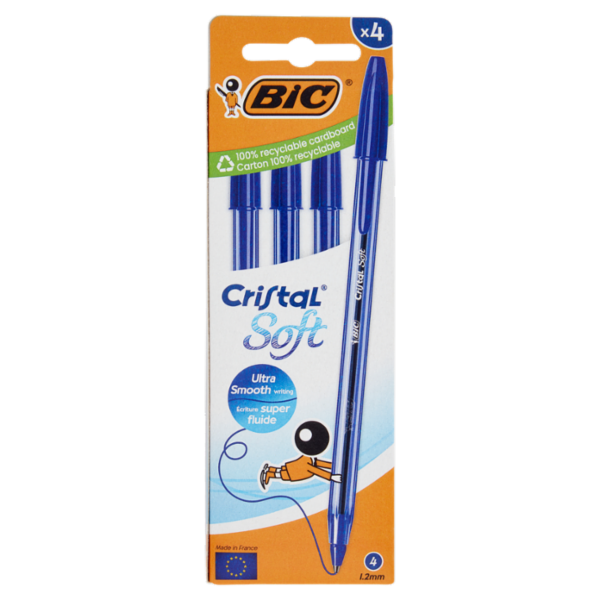 Bic Cristal Soft Penna a sfera Blu 1,2mm 4 pz