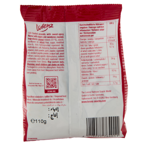 Lorenz Nic Nac's BBQ Arachidi tostate ricoperte da un croccante guscio al gusto BBQ 110 g