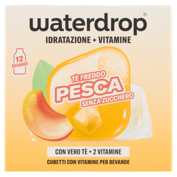 waterdrop Idratazione+Vitamine Tè Freddo Pesca Senza Zucchero Cubetti con Vitamine per Bevande 25,2g