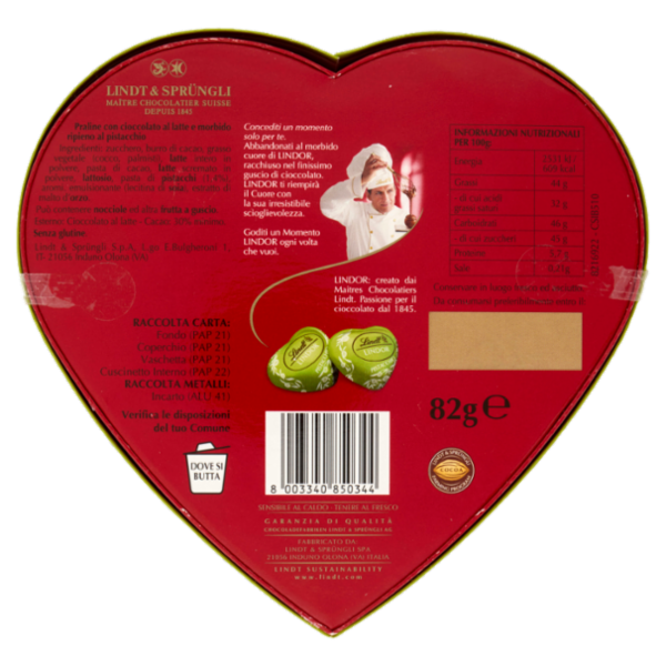 Lindt Lindor scatola cuore pistacchio 82 g